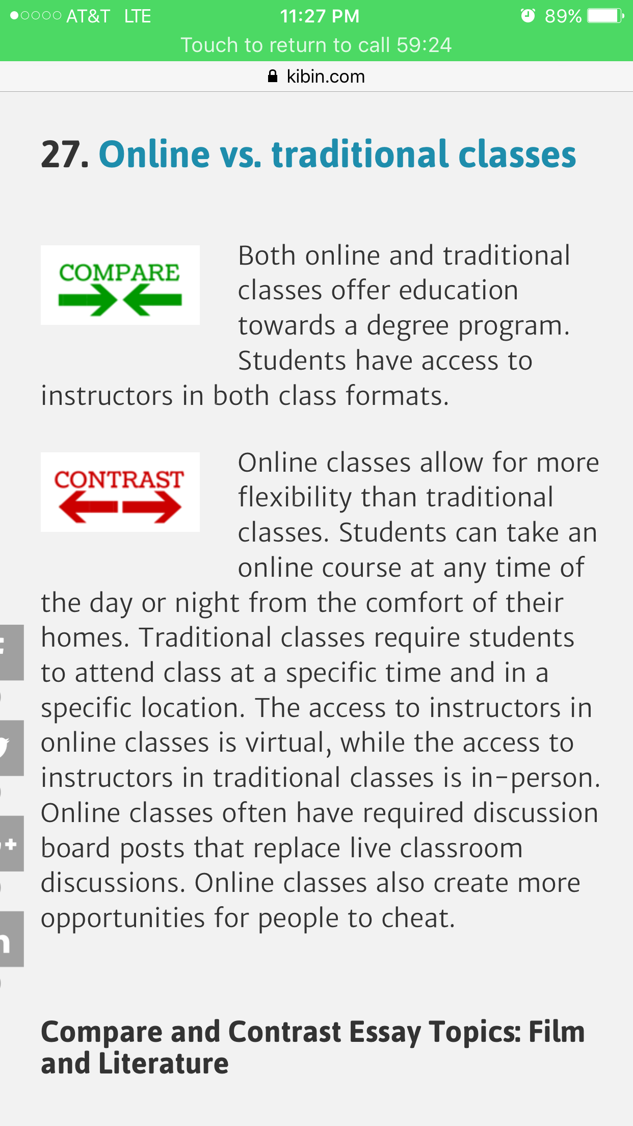 Essay about online classes