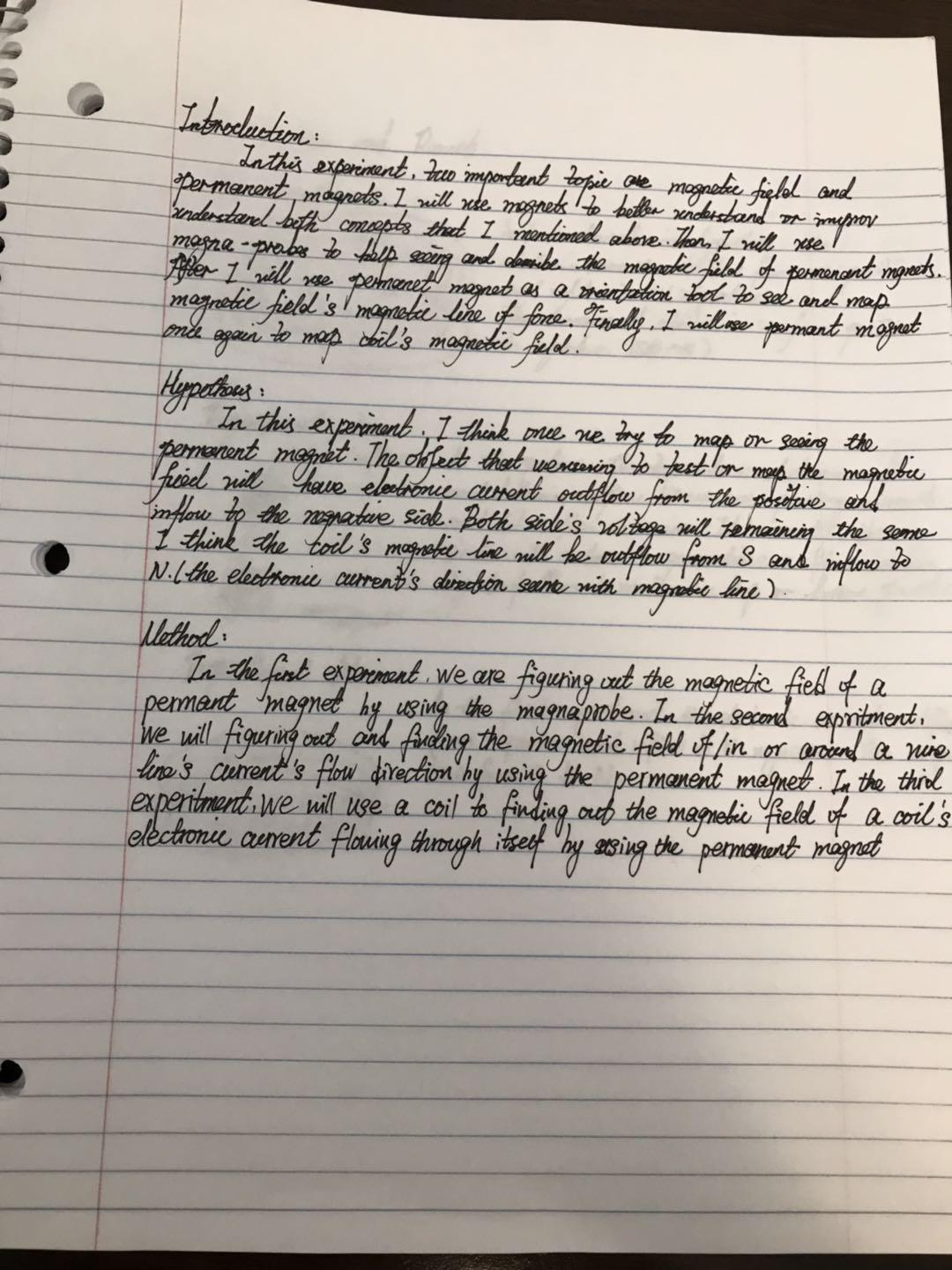 Write a similar physical experiment report based on the document 1