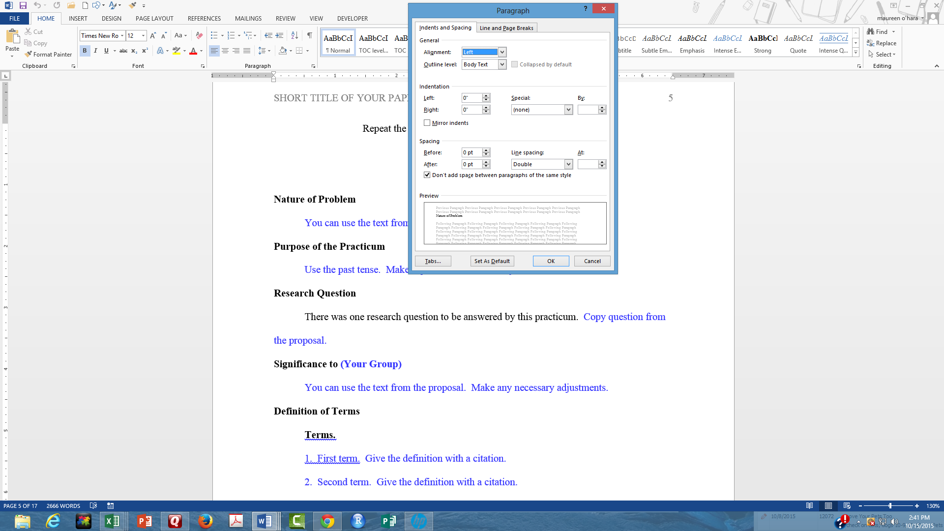 Practicum Assignment in Health Science 1