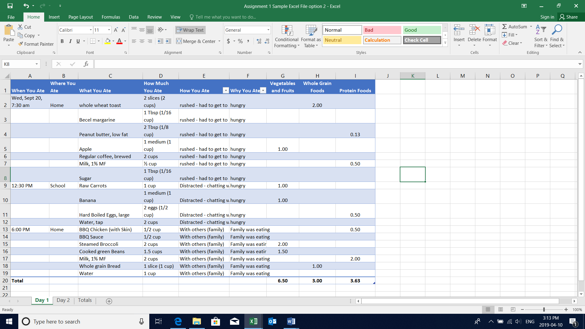 the file attached is a basic nutrition assignment with all details available. 1