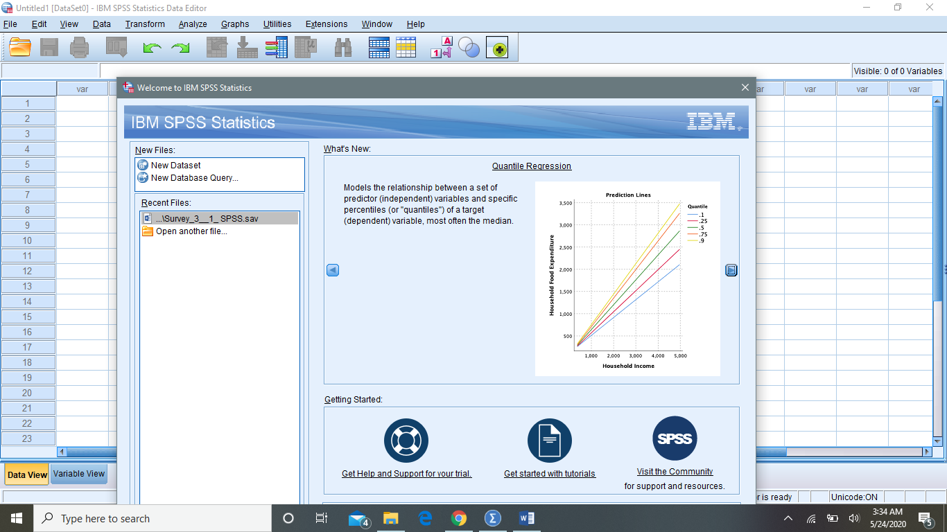 For this assignment you will need to download and open a data file that is posted in the Course Content folder and titled “descriptive dataset.sav”. Perform analyses in SPSS on three (3) variables (on 1