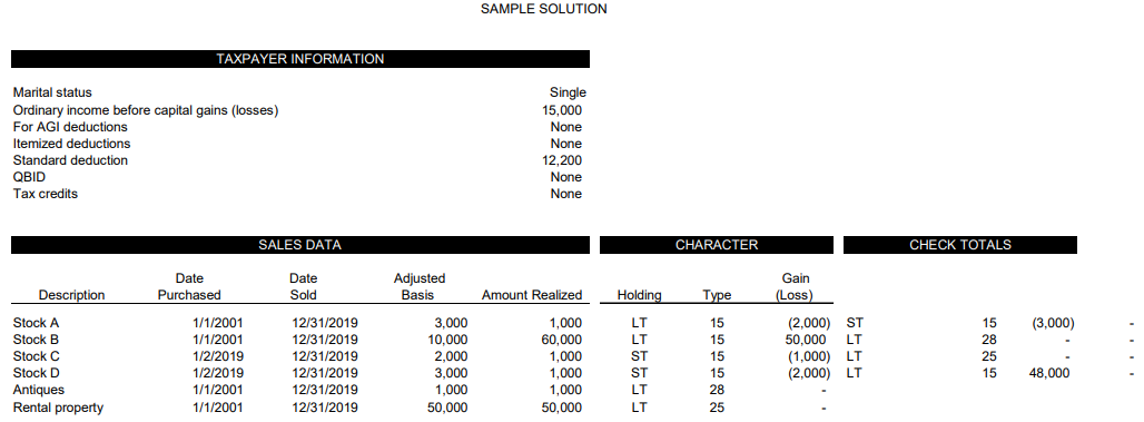 Federal Taxation calculation 2020 Use the format of the example in order to do the calculations. Use excel 1