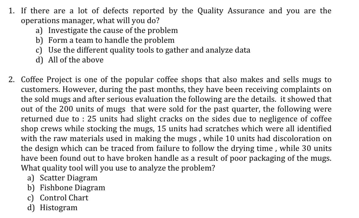 MCQ homework in “ Operation Management “ 1