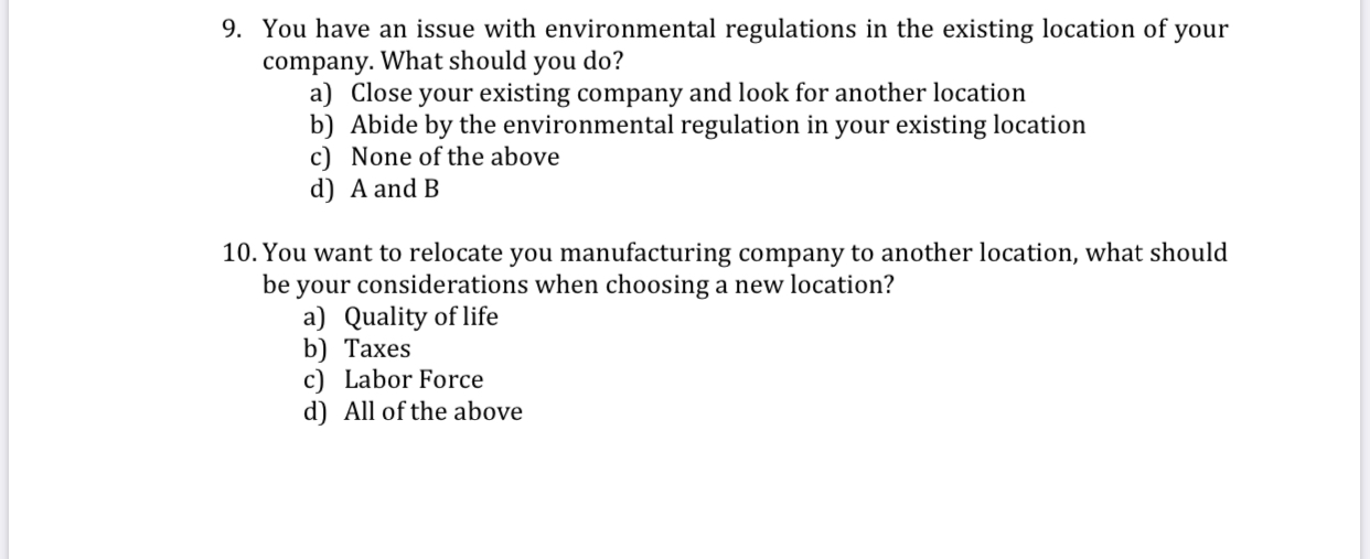 MCQ homework in “ Operation Management “ 5