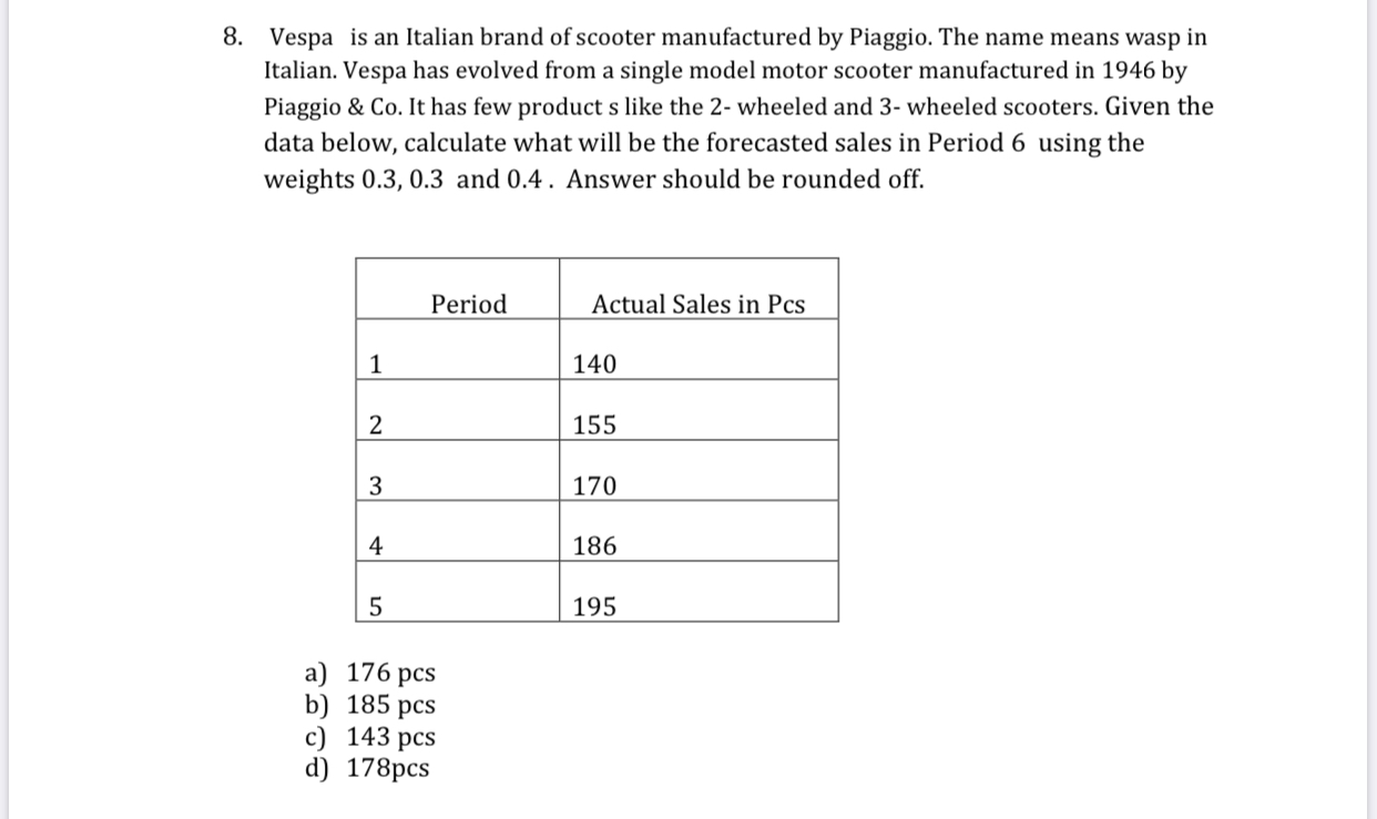 MCQ homework in “ Operation Management “ 6