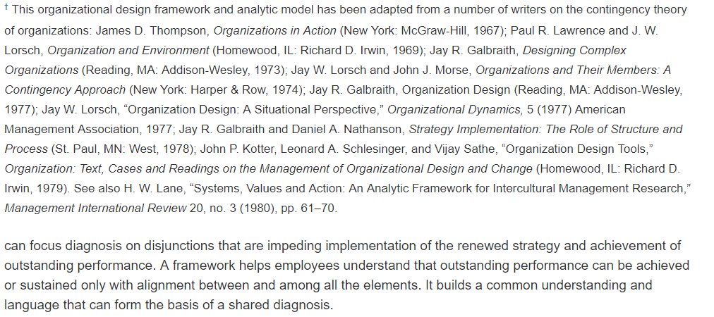Directions:Read Exhibit 3‐1 Diagnostic Framework, p. 56, in your textbook.Requirements:In this self‐reflective assignment, you will select a common organizational framework that can be used to sha 3