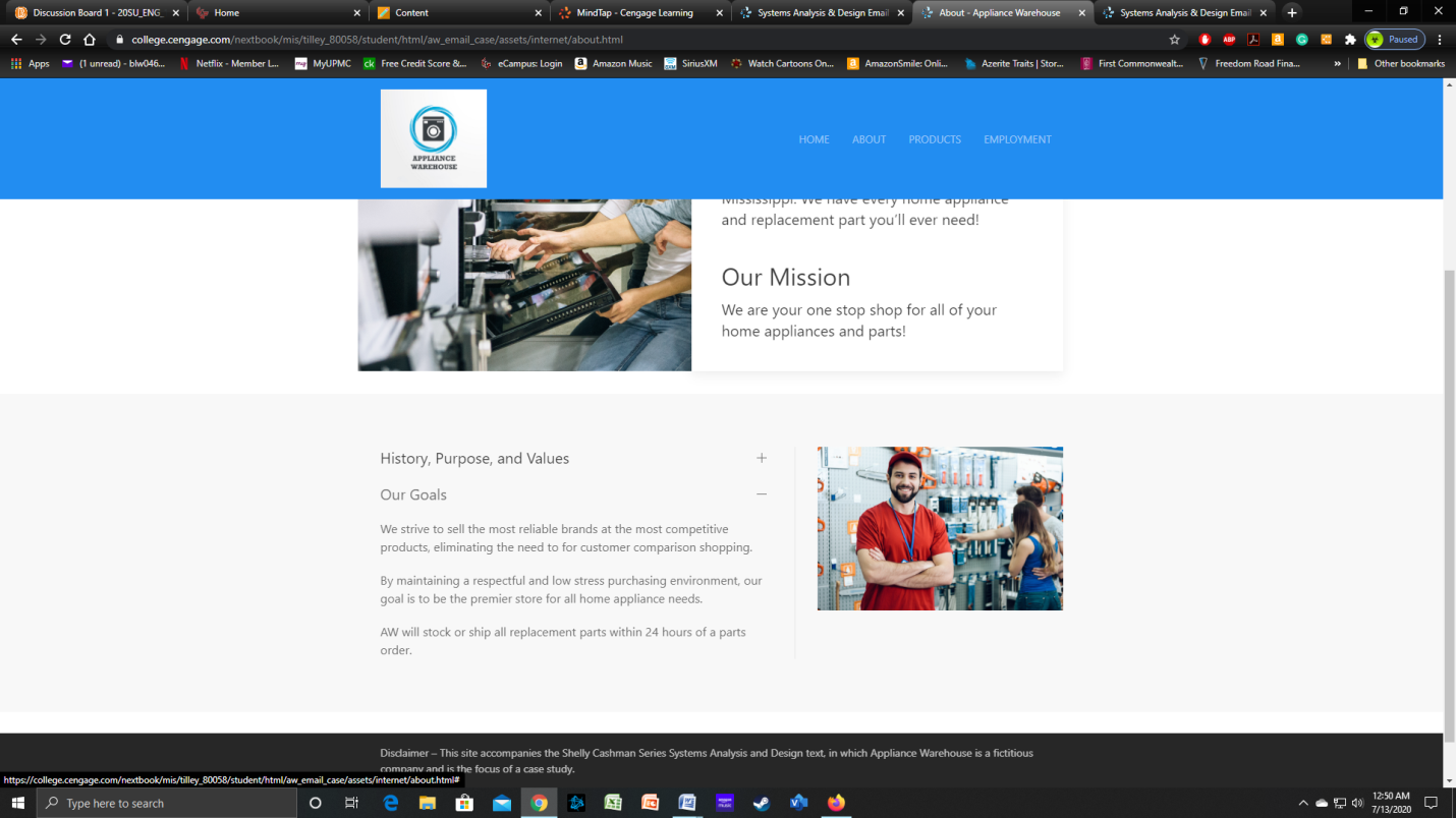 continue your work to support the development and implementation of the new Service Department for Appliance Warehouse. For this week’s assignment, be sure to refer to Appliance Warehouse Resources: S 5