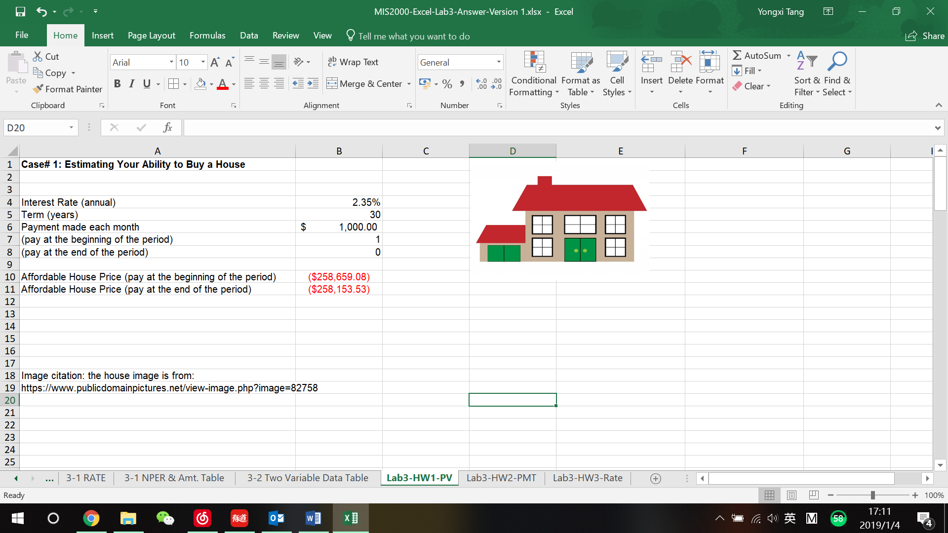 very basic use of PV and PMT function on excel to fill in 2 tables. Should not take more then 5 minutes for people that are used to excel. See the files attached. thankyou 1