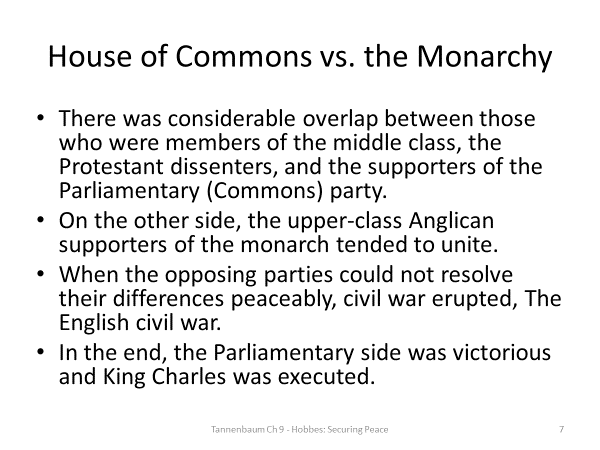Summarize some of the philosophical ideas of Thomas Hobbes that were discussed in Chapter 9 of Tannenbaum.Explain how these ideas are shown in a piece of Hobbes’ work that Tannenbaum discusses in the 7