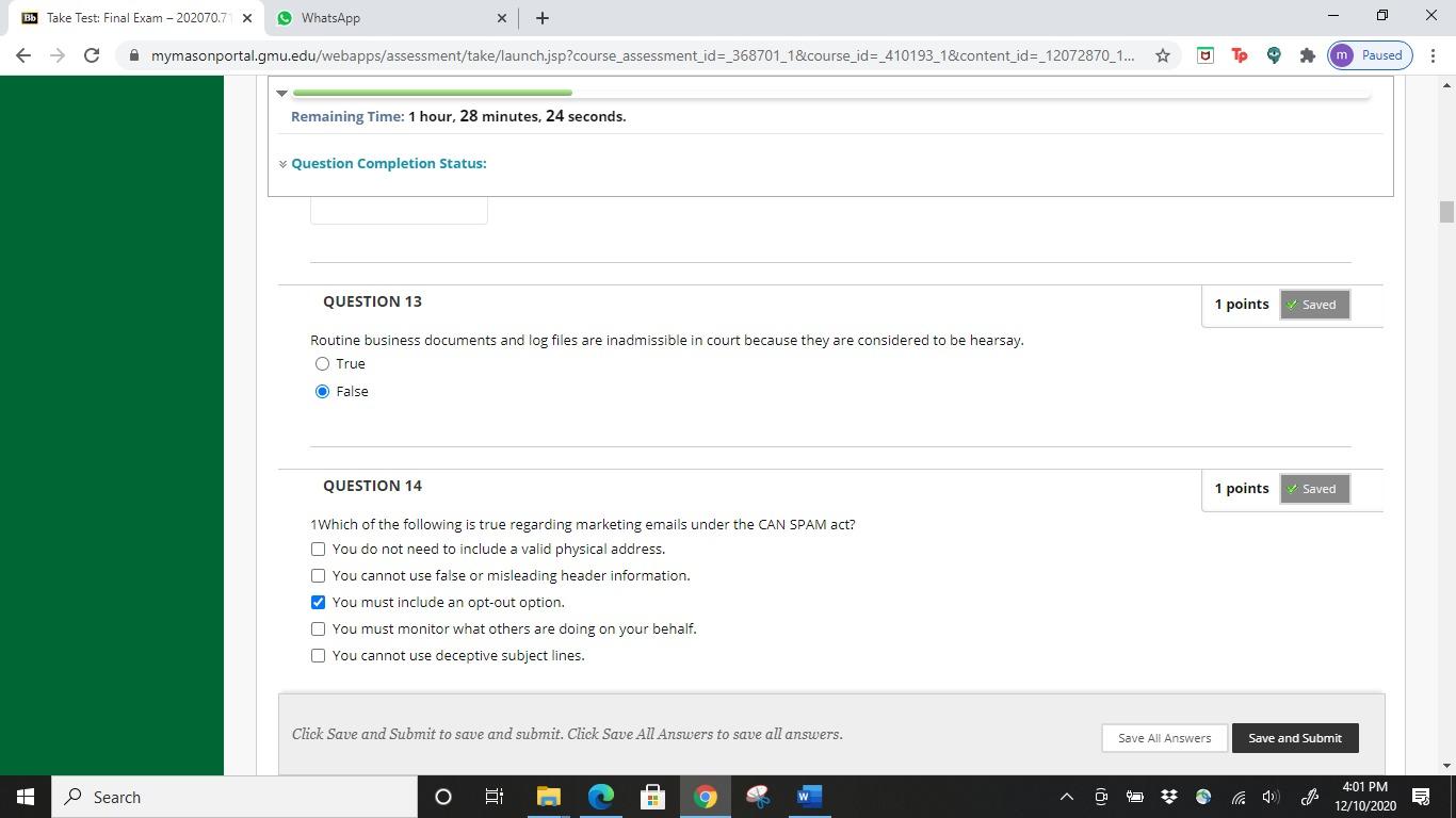 Solve this practice exam It's computer forensic class feel free to use any source to do this exam 9