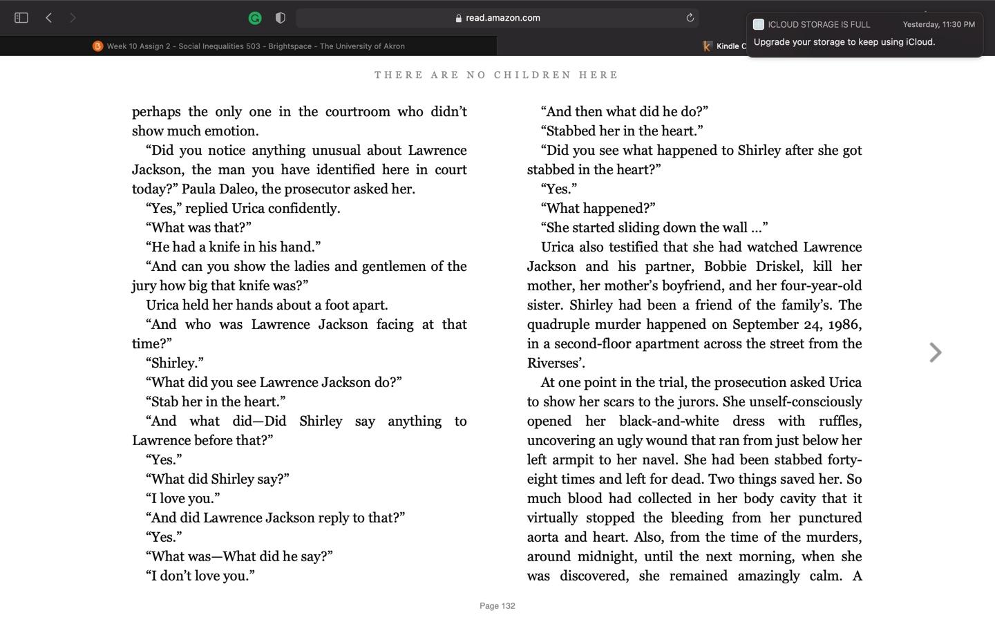 At any time during the semester, students may choose to do one 20-point extra credit.  Instructions:  Choose a chapter (any chapter) from each of the two books (Kotlowitz & Chambers). Identify the 2