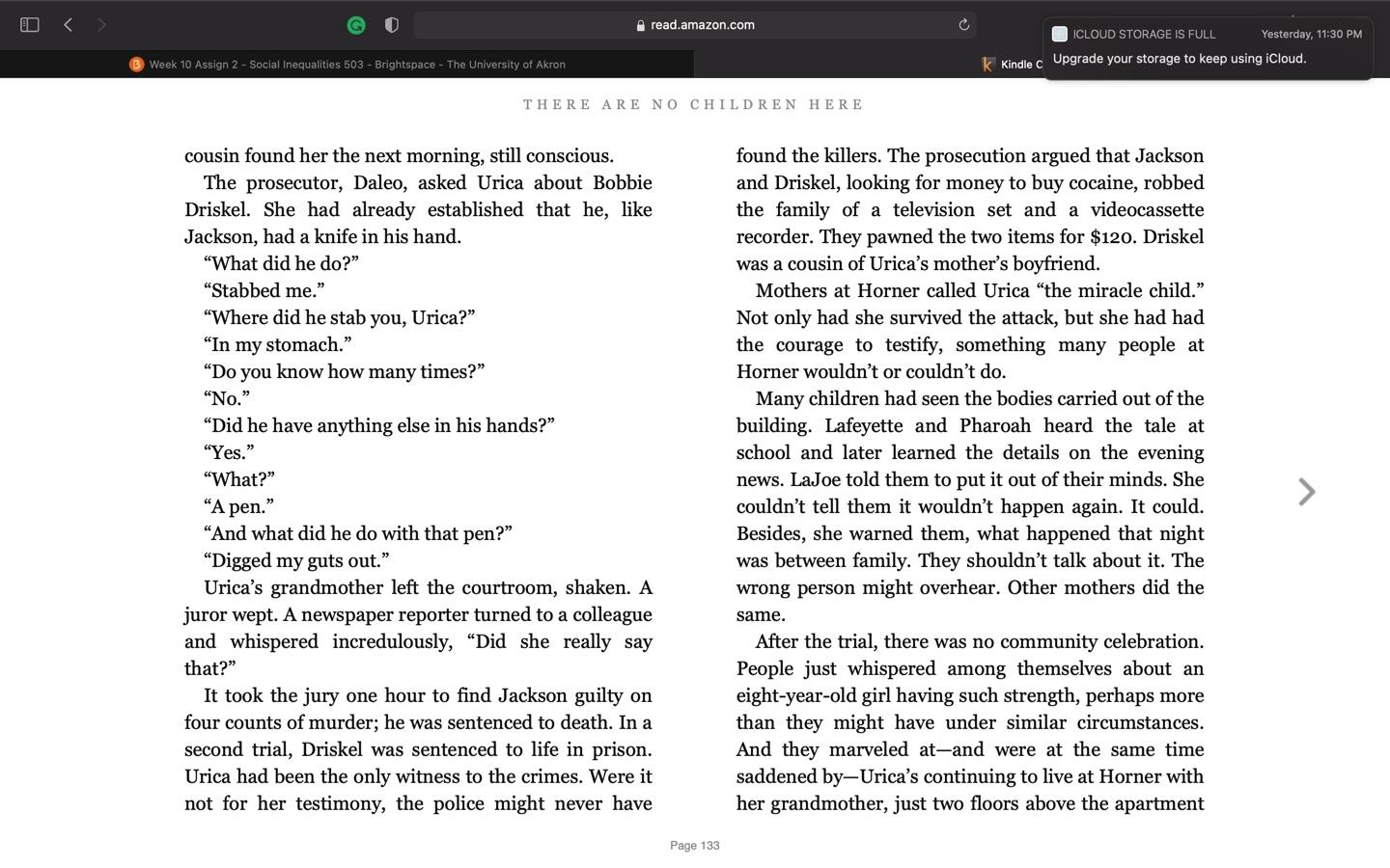 At any time during the semester, students may choose to do one 20-point extra credit.  Instructions:  Choose a chapter (any chapter) from each of the two books (Kotlowitz & Chambers). Identify the 3