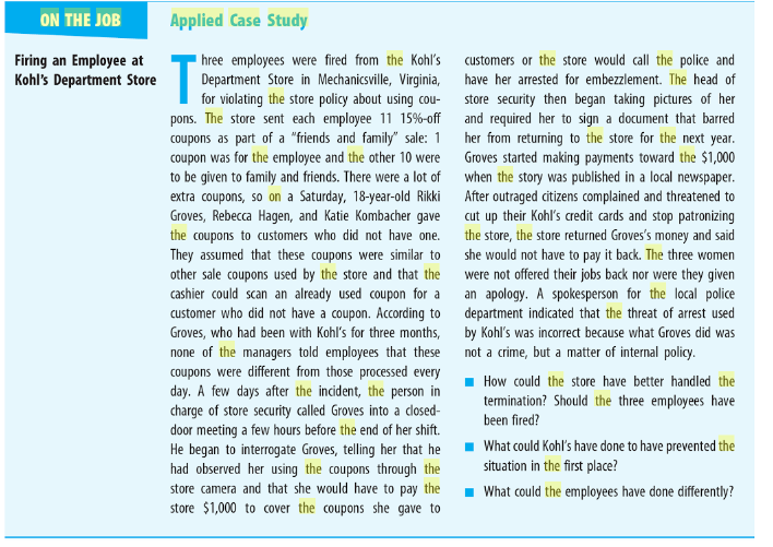 Read the On the Job: Applied Case Study: Training at Pal's Sudden Service in Chapter 8 of Industrial/Organizational Psychology. In a well-written 1