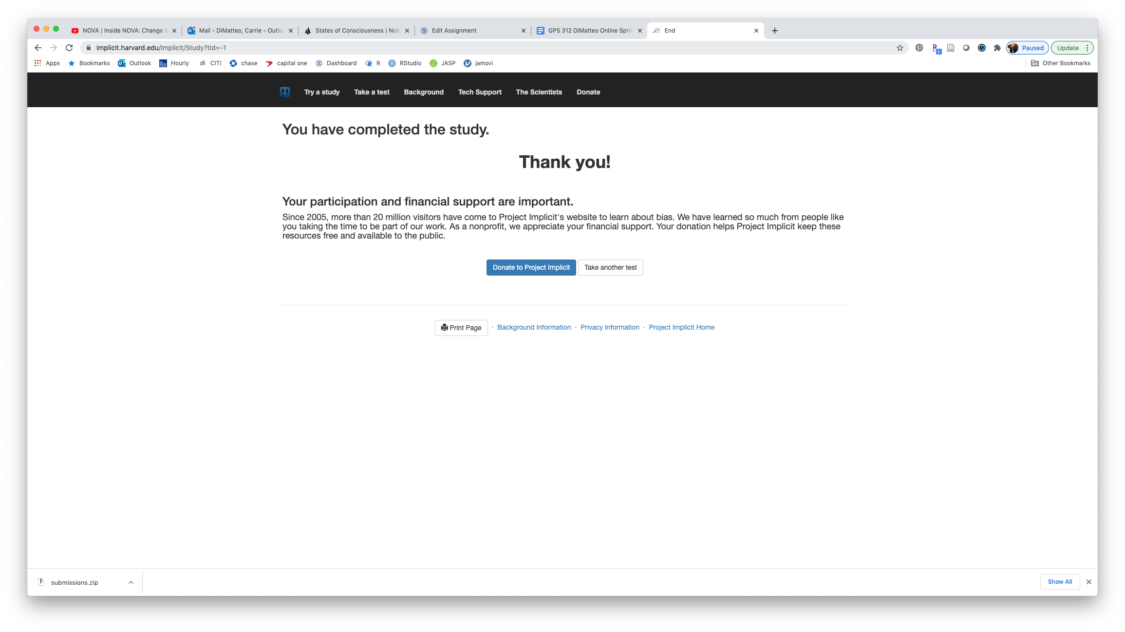 For your first Lab Activity, I would like you to take an online test known as the Implicit Association Test, which is a test about implicit bias. The test is on a website associated with a Harvard Uni 1