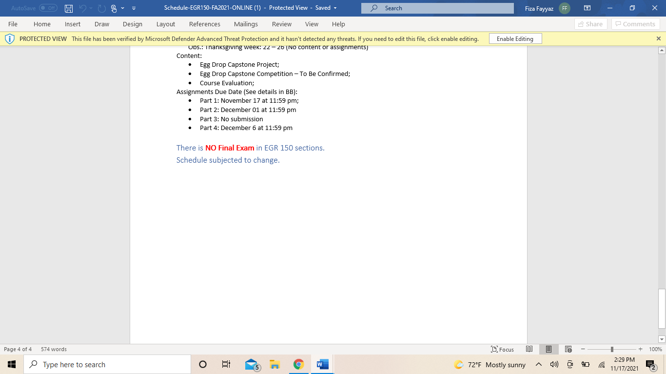 Make a Gantt Chart for the egg drop project 14