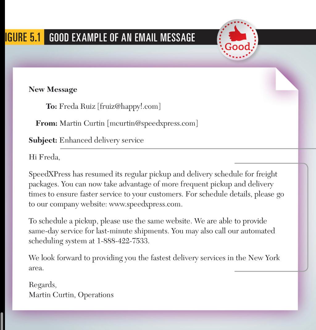 Choose one of the professional scenarios provided in Blackboard under the Student Center tab, or click here to view them in a new window.Write a Professional Email Message (in the form of Figure 5.1 1