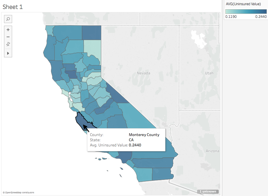 This exercise includes installation instructions, data, and a tutorial. The tutorial requires students to work with the County Health Ranking dataset and assess the proportion of uninsured in CA count 34
