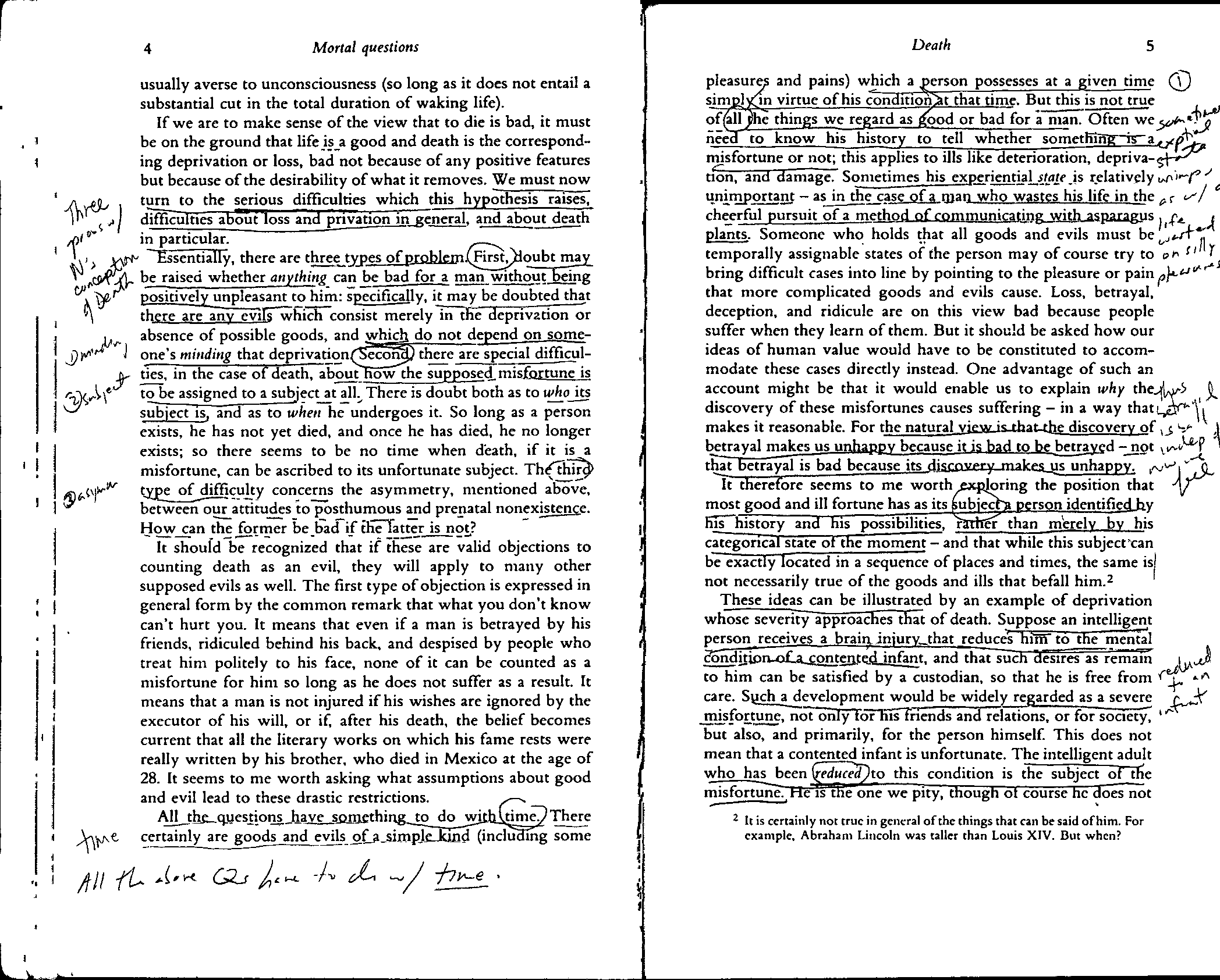 It is possible to do this? Write in one or two pages the following questions based on the reading of Nagel - Death - According to Nagel, what is death and is it a good or bad thing? 4