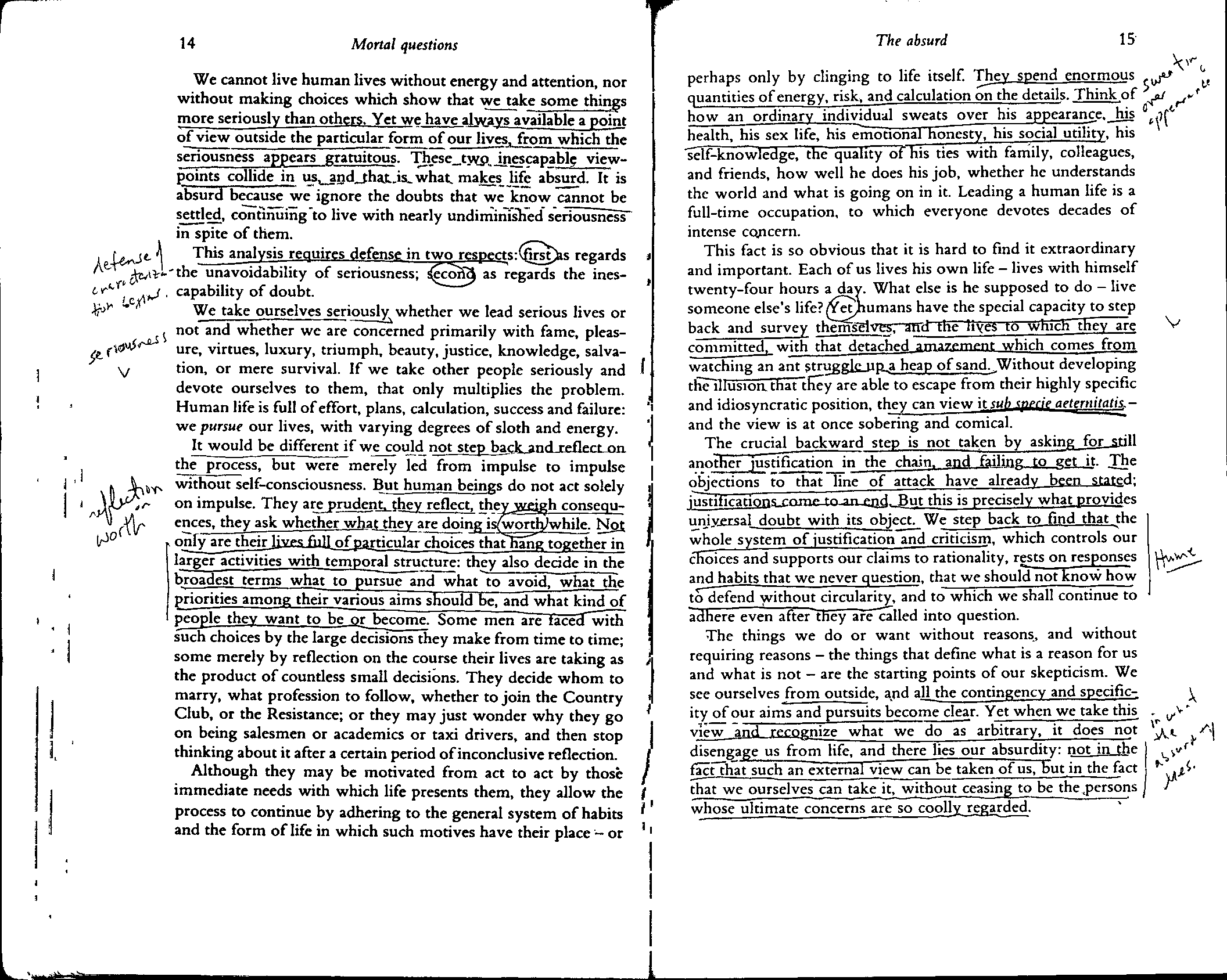 It is possible to do this?  Write in one or two pages the following question based on the reading of Nagel - The Absurd    According to Nagel, what is the absurd and what does it take to escape it? 4