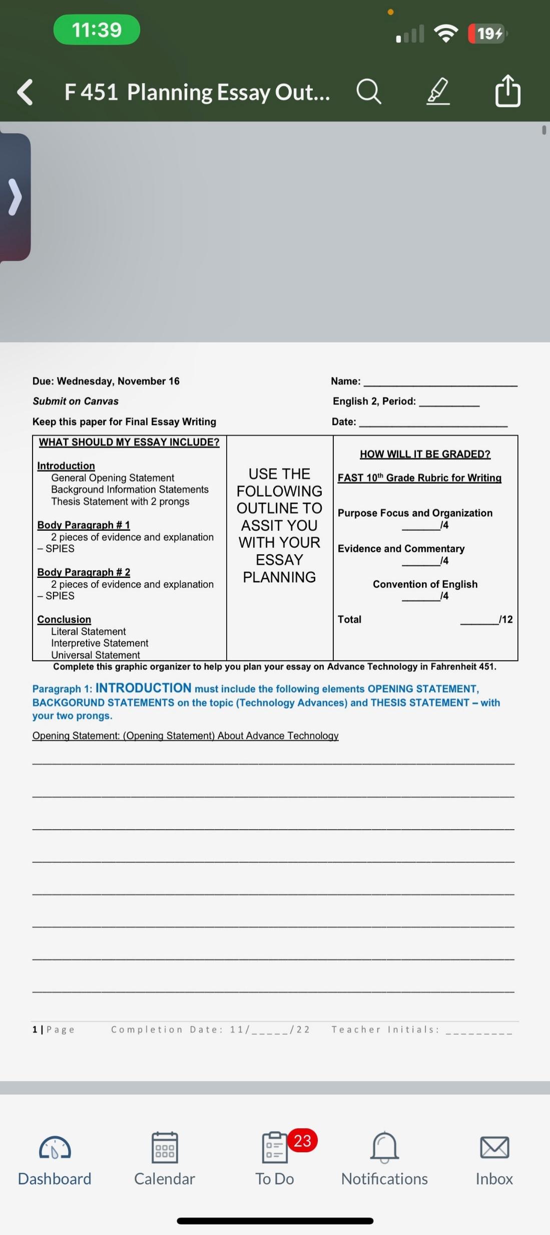 can someone complete this simple essay for me? it does not have to be a specific MLA or APA format.  Requirement - you have to have read Fahrenheit 451 or have the book.  The outline needs to be done 2