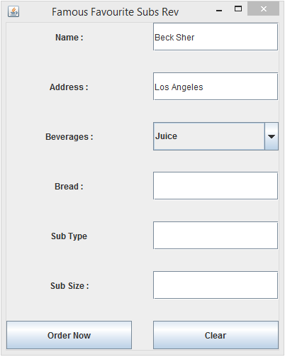  Update the GUI application you have developed so far by adding a Java application to store the order just made by the customer in a file and present a file confirmation message using files and strea 13