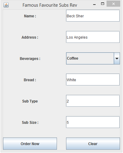  Update the GUI application you have developed so far by adding a Java application to store the order just made by the customer in a file and present a file confirmation message using files and strea 16