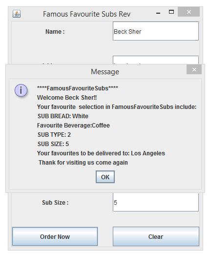  Update the GUI application you have developed so far by adding a Java application to store the order just made by the customer in a file and present a file confirmation message using files and strea 17