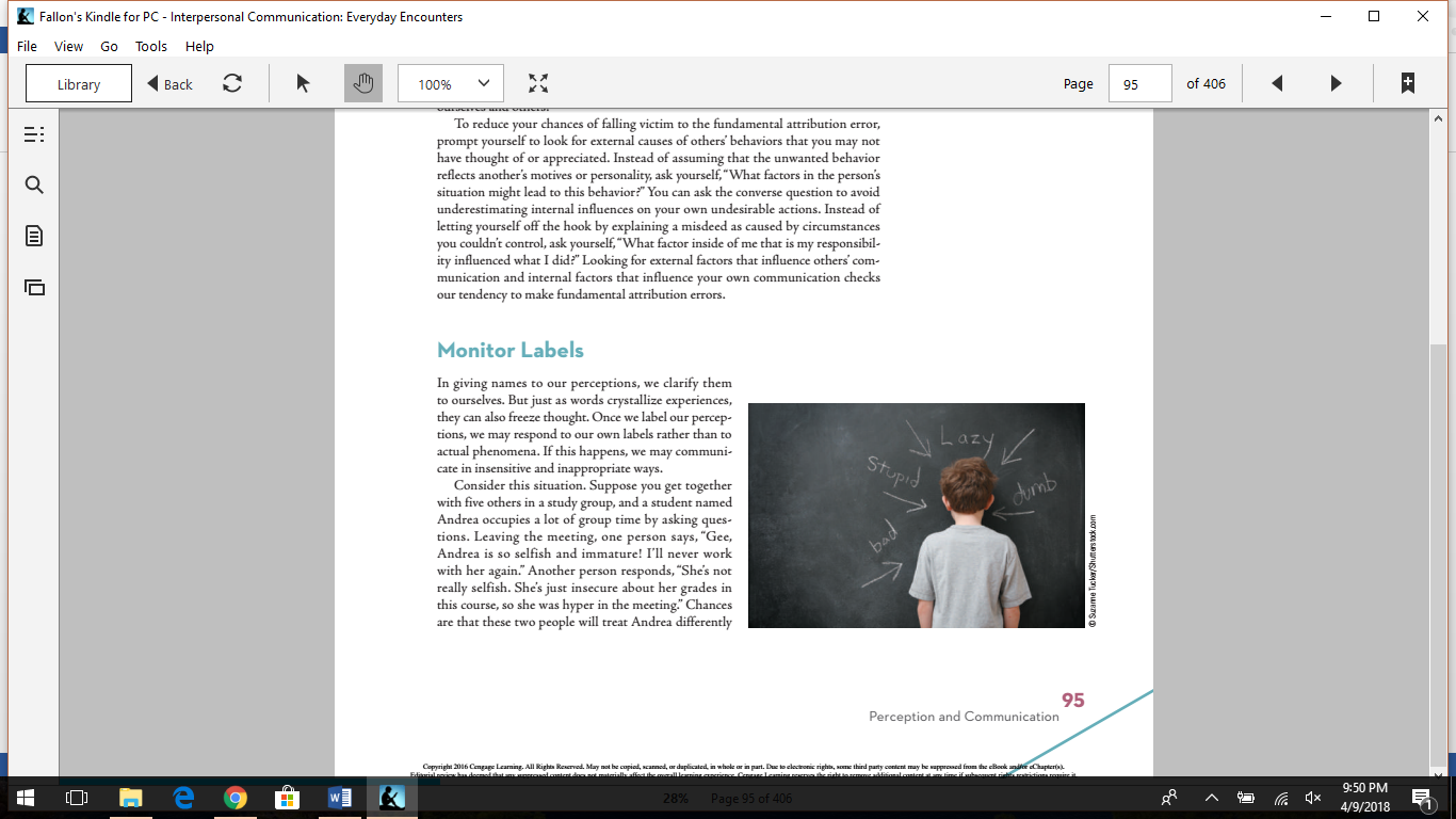 Option #2: Perception of a Coworker in Your Workplace PaperIn Chapter 2 of the textbook, we learn how we as individuals are malleable, depending on the creation of various self-concepts influenced by 8