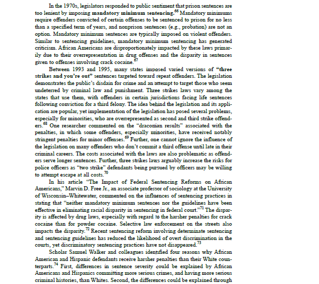 When there is an appearance of racial disparity in sentencing this is not necessarily evidence of racial discrimination in sentencing. Explain why this is the case; meaning, what are the alternative e 5