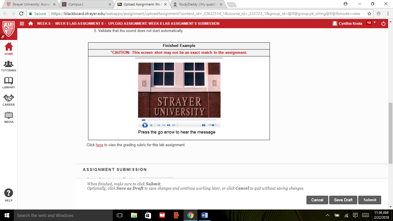 Lab Assignment 8: Adding SoundDue Week 8 and worth 40 pointsDeliverable: One (1) Web page including supporting files (.jpg and .mp3) Complete the weekly lab based on the following:Write the code for 1