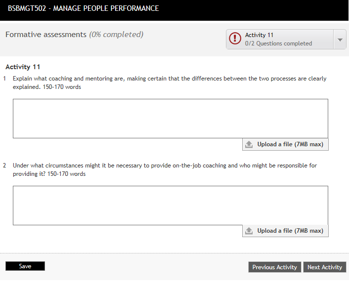 BSBMGT502- MANAGING PEOPLE PERFORMANCE n the other hand, allocation of work should be done in consultation with the relevant people and groups in order to determine their comfortability with the work 4