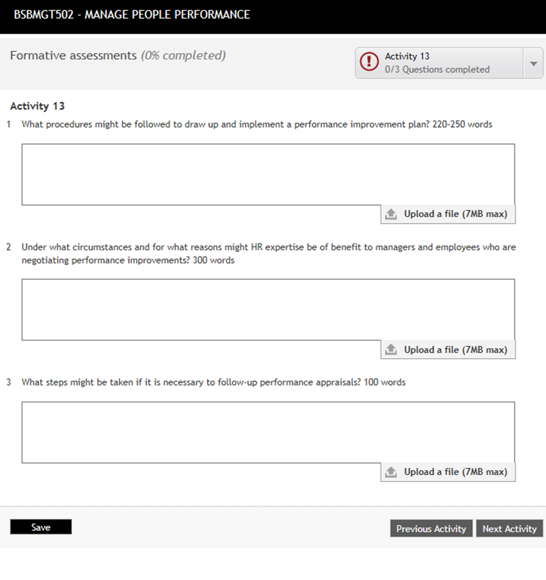 BSBMGT502- MANAGING PEOPLE PERFORMANCE n the other hand, allocation of work should be done in consultation with the relevant people and groups in order to determine their comfortability with the work 6