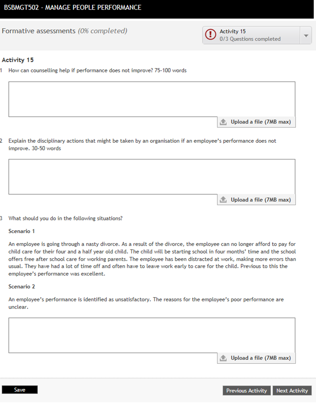BSBMGT502- MANAGING PEOPLE PERFORMANCE n the other hand, allocation of work should be done in consultation with the relevant people and groups in order to determine their comfortability with the work 8