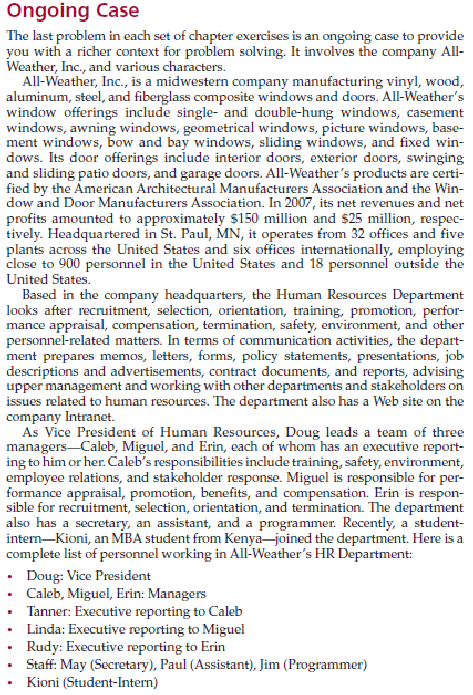 All Weather Case PaperStudents are required to write a paper on the reading of the All Weather Case (see attachments).  Students are required to answer a minimum of five questions from each of the fir 1