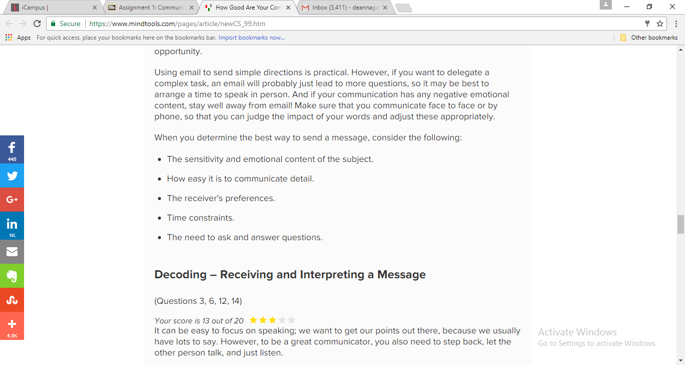 Assignment 1: Communication Self-Assessment 7