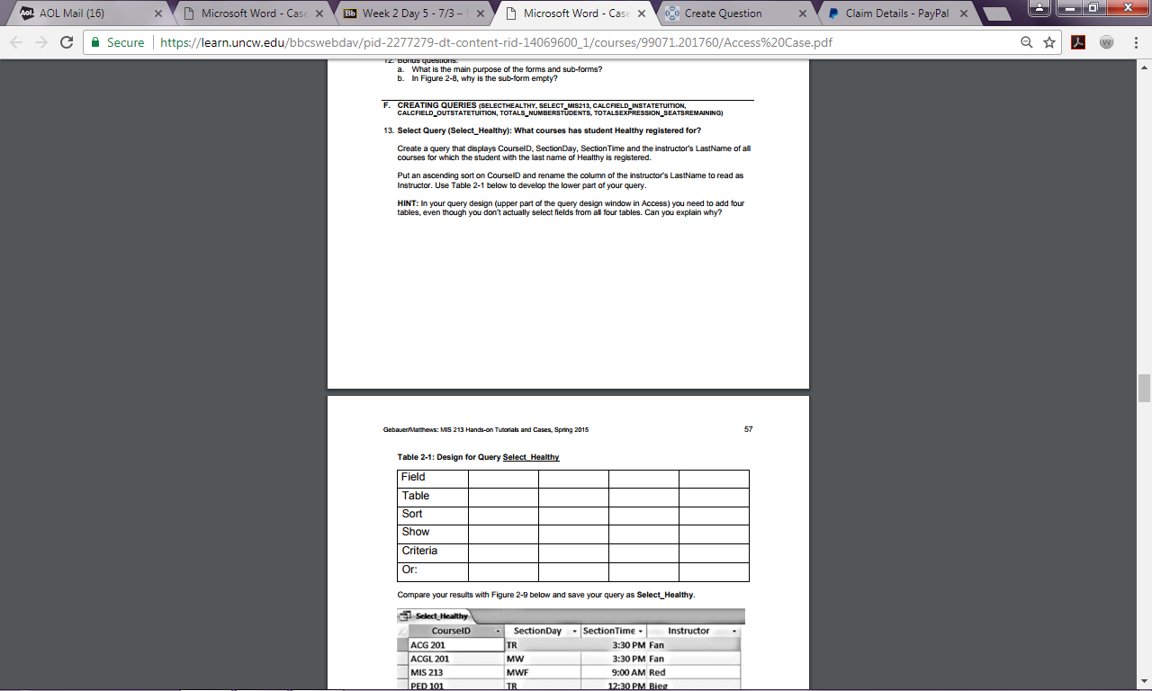 ACCESS HOMEWORK HELP 5