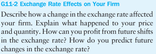 Review Group Problems G11‐1: Exchange Rate Effect on Industry and G11‐2: Exchange Rate Effects on Your Firm, located at the end of Chapter 11 in Managerial Economics: A Problem Solving Approach. S 2