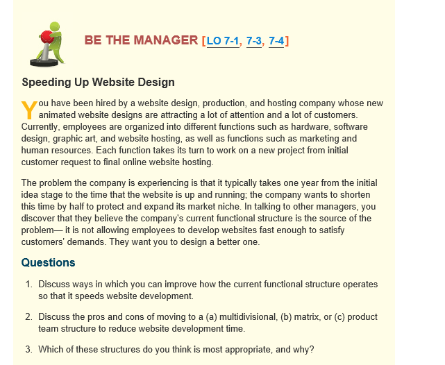 Create a visual representation of the current structure. You can use the tools in WORD or create it in an EXCEL spreadsheet. 1
