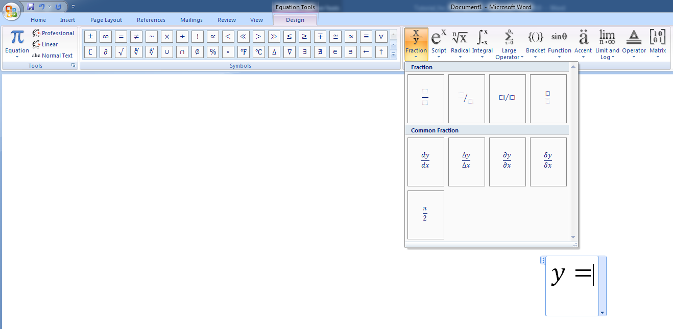 Using Microsoft Equation Editor 3