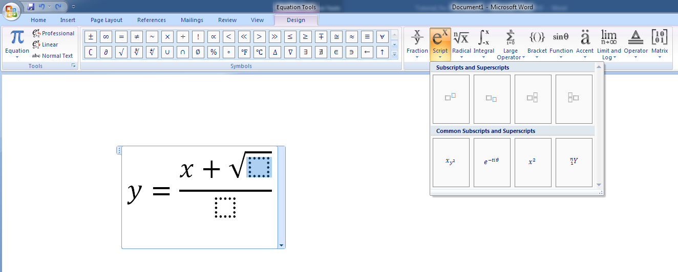 Using Microsoft Equation Editor 4