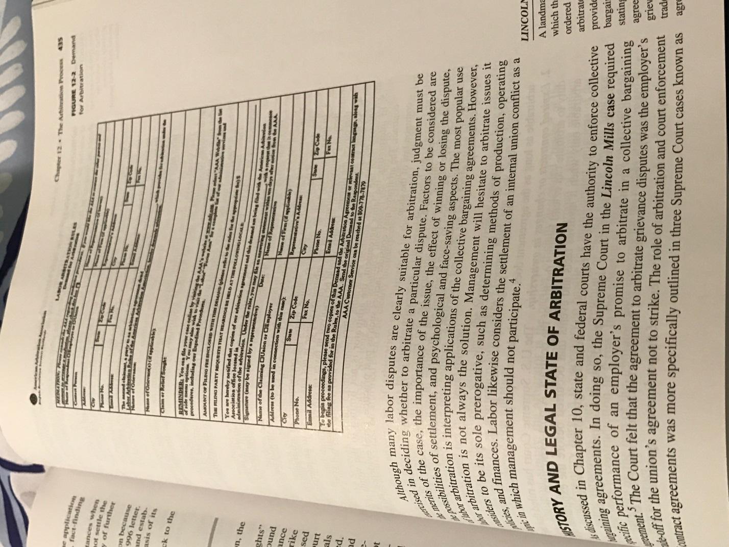 3 page paper on "Read Chapter 12 entitled The Arbitration Process thoroughly and answer questions" 9