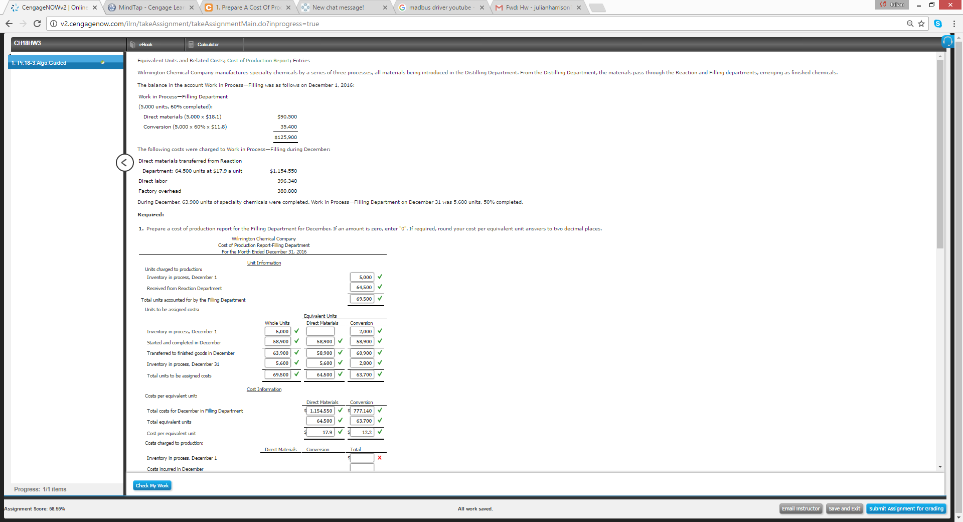 Cost reporting assignment 1