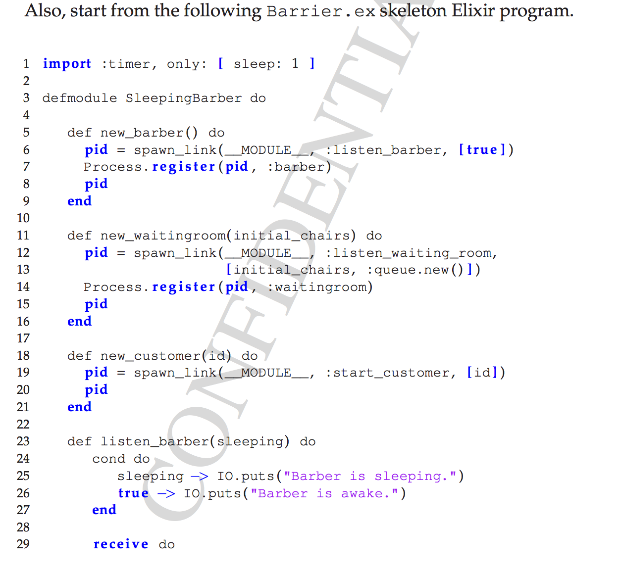 Elixir language to solve operating system problem 3