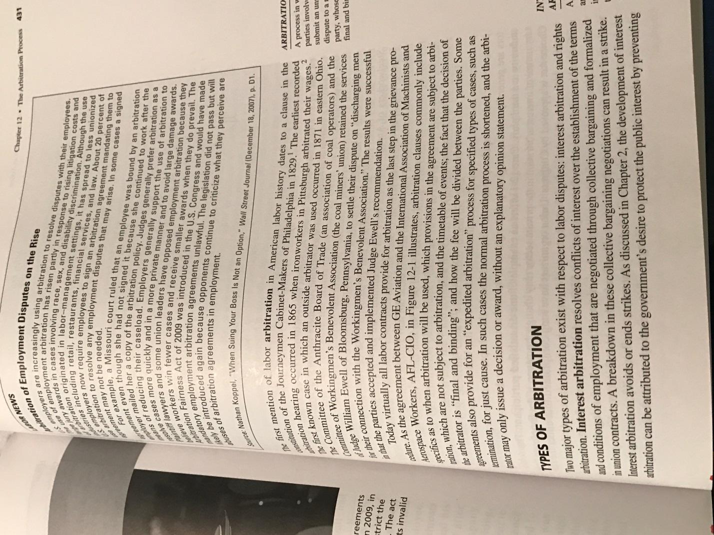 Read Chapter 12 entitled The Arbitration Process thoroughly and write about it 2