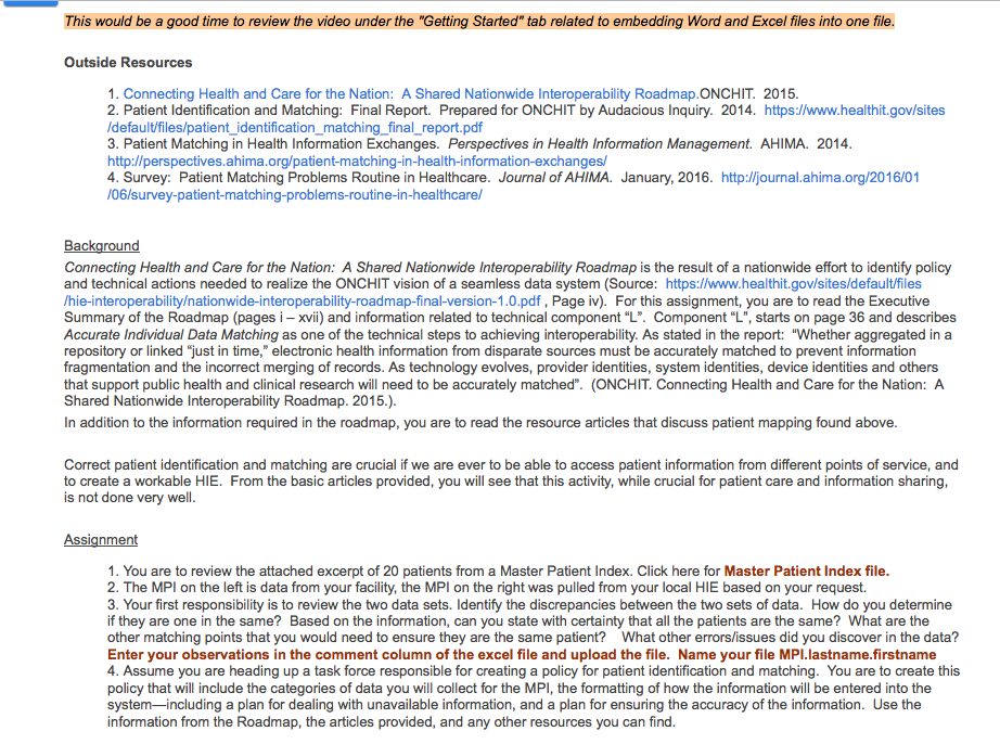 Health Information Management - Patient Matching 1